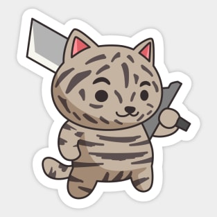Warrior Cat with Big Sword Sticker